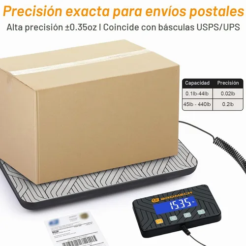 Vista 2 de Básculas Postales para Envío de Paquetes 440lb Báscula de Correo Digital Heavy Duty Alta Precisión 0.35oz Báscula de Franqueo con Pantalla Separada