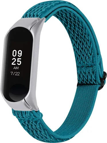Vista 10 de Mi Band 3 pulsera elástica, 5.3 "-8.3" correa ajustable transpirable suave de nylon banda elástica de reemplazo con marco de metal compatible con Mi