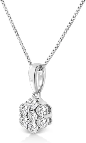 Vista 2 de Haus of Brilliance . Collar con colgante de plata de ley 925 de 12 qttw cultivado en laboratorio con 7 piedras en racimo floral de 18 pulgadas