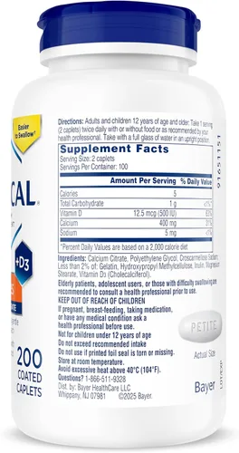 Vista 7 de Citracal Petites - Citrato de calcio con vitamina D3, apoyo para la salud ósea, suplemento de calcio para mayores de 12 años, 375