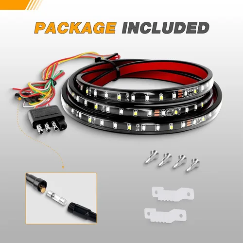 Vista 5 de GOOACC - Tira de luz para portón trasero de camioneta de 48"/49", 5 funciones, 90 LED rojo/blanco de una sola fila, iluminación trasera universal