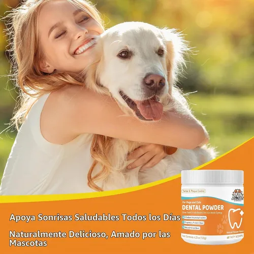 Vista 7 de Polvo de limpieza de dientes de perro – Polvo dental natural para perros – Ambientador suave del aliento de perro, removedor de placa de perro