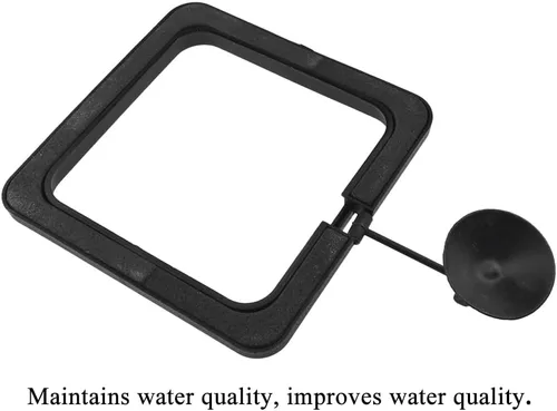 Vista 5 de 2 anillos de alimentación de peces de forma mixta de color negro, círculo flotante de alimentador de alimentos con ventosa para peces, tanque