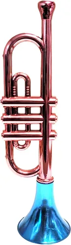 Vista 2 de Trompetas metálicas (13 pulgadas), juguetes musicales de plástico para niños, instrumentos que hacen ruido para fiestas de cumpleaños, regalos
