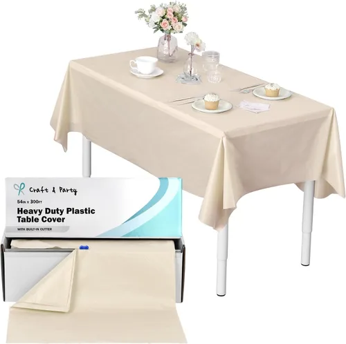 Vista 32 de Rollo de plástico para cubierta de mesa color verde manzana, 40 pulgadas x 100 pies, rollo de plástico resistente para cubierta de mesa de banquetes