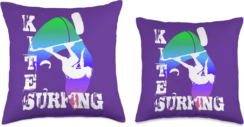 Vista 3 de Kitesurf Gifts and Surf Lover Tees by taiche Surfing with Freestyle Kitesurfer and Kite 16 Throw Pillow, 16x16, Multicolor