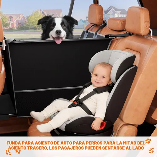 Vista 4 de njnj Funda de asiento de coche para asiento trasero de perro - Impermeable para perros de media hamaca para autos, protector de asiento trasero