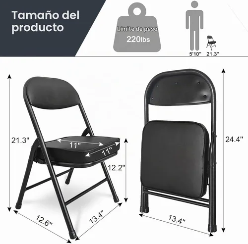 Vista 3 de Mini sillas plegables acolchadas, taburete de garaje, silla de campamento portátil con cojín, silla de césped ligera, para eventos deportivos al