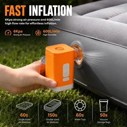 Vista 3 de ICEKATI Bomba de aire para inflables con batería recargable y luz