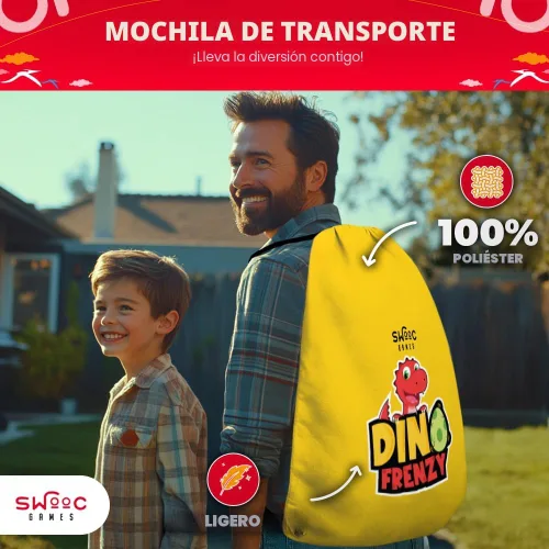 Vista 6 de SWOOC Games® - Dino Frenzy™ Juegos de Corn Hole 2 en 1 para niños Configuración en 5 segundos Juego de lanzamiento de bolsas de frijoles