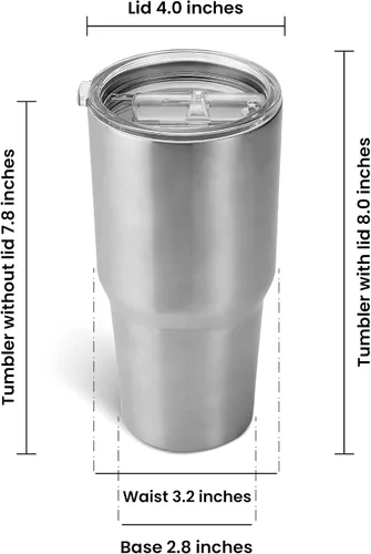 Vista 5 de makerflo Paquete de 25 vasos plateados de acero inoxidable de 30 onzas con tapa y pajilla, listo para manualidades para regalos y personalización