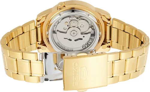 Vista 3 de SEIKO SNKK20K1S Reloj analógico de acero inoxidable con esfera dorada para hombre, Oro, Reloj automático