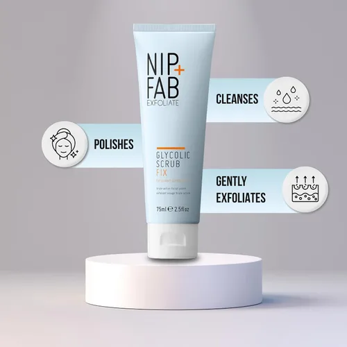 Vista 5 de Nip + Fab Glycolic Acid Fix Face Scrub con ácido salicílico, AHA/BHA, limpiador facial exfoliante para refinar poros y aclarar la piel, 2.5 fl oz