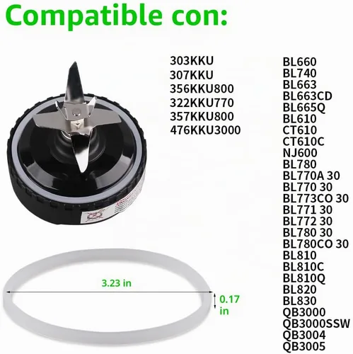 Vista 4 de Anillo de sellado de junta de goma de repuesto compatible con Ninja Blender (4 piezas de 3.2 pulgadas)