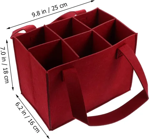 Vista 2 de Cabilock Portador de vino de 6 botellas con divisor de fieltro para almacenamiento de vino con asa