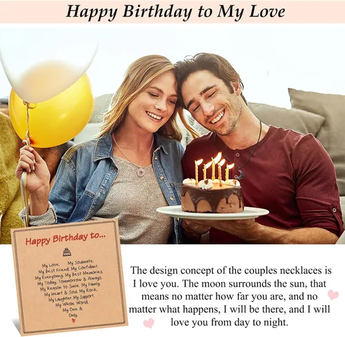 Vista 2 de UPROMI Collar de pareja para novio, novia, marido, hombre, alma gemela, aniversario, día de San Valentín, regalos para él y ella