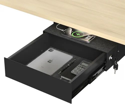 Vista 13 de Cajón Bajo el Escritorio, Organizador de Almacenamiento Deslizante de Acero al Carbono de 11.9 pulgadas Bajo la Mesa con Rieles de Rodamientos