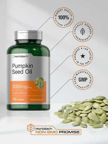 Vista 5 de Horbäach Pumpkin Seed Oil 3000mg 120 Softgel Capsules