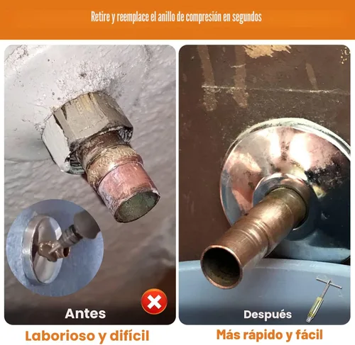 Vista 2 de Herramienta Extractora de Manguito de Compresión para Remover Tuerca y Férula de Tubería 03943, Removedor de Manguito para Accesorios de Compresión