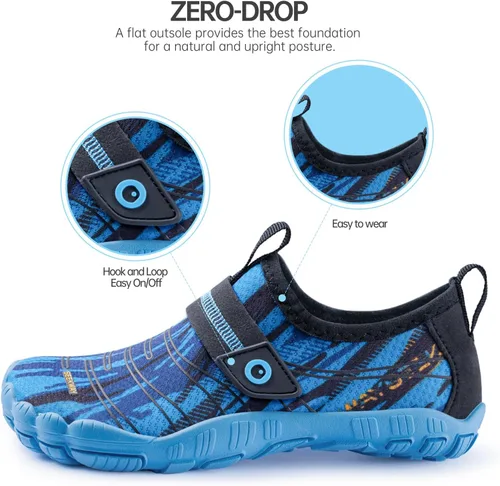 Vista 5 de SEEKWAY Zapatos de agua descalzos para niños, puntera ancha y zapatos de arena de secado rápido para niños pequeños para senderismo, natación