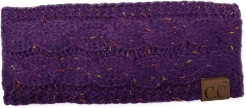 Vista 138 de C.C Cintillo elástico suave con punto trenzado para invierno, con forro mullido para el pelo, para calentar las orejas Negro