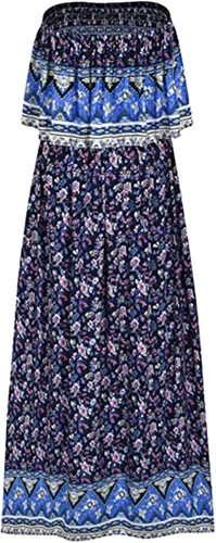 Vista 4 de ONGJWU Vestidos de verano para mujer, vestido largo de playa, bohemio, estampado floral, vestido de vacaciones, vestidos casuales de moda, S-2XL