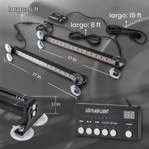 Vista 7 de Barra de luz LED para asesor de tráfico de 17 pulgadas, barra de luz