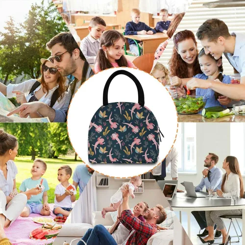 Vista 5 de Bolsa de almuerzo Axolotl para mujeres, hombres y niños, lonchera aislada reutilizable para oficina, trabajo, escuela, picnic, caminata Reusable