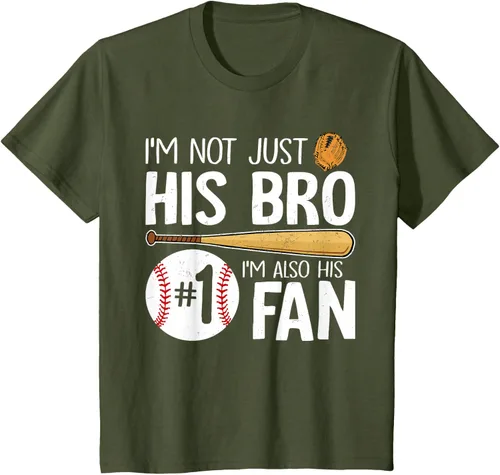 Vista 14 de Camiseta Baseball Brother I'm Not Just His Bro I'm His Number One Fan, Negro