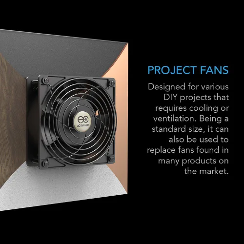 Vista 3 de AC Infinity Ventilador Axial 1238, Muffin, 115 V 120 V CA 120 mm x 38 mm, alta velocidad, para proyectos de ventilación y refrigeración de bricolaje