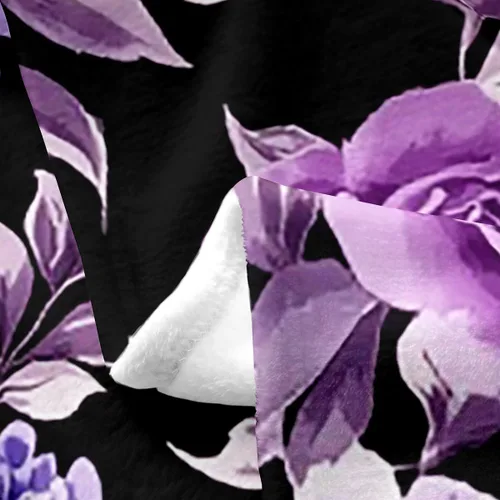 Vista 4 de Erosebridal Manta de rosa de 40 x 50 pulgadas, manta exótica de vellón floral de flores moradas para decoración de dormitorio, manta de franela