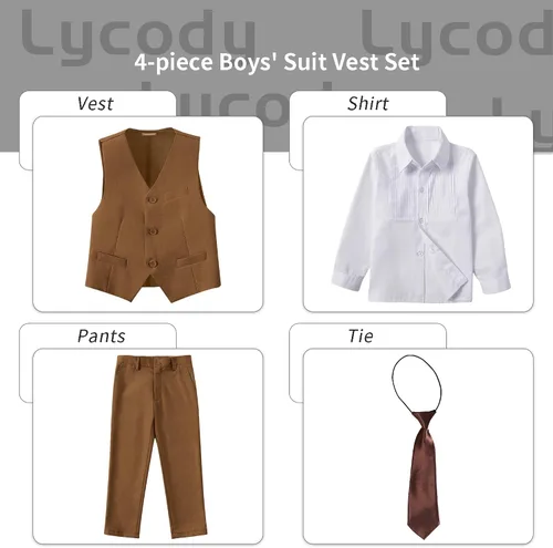 Vista 114 de Conjunto de chaleco para niños, trajes formales, trajes de boda, ropa de vestir