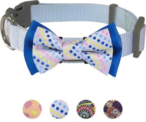 Vista 6 de Collar de perro acolchado Blueberry Pet 7 con patrones suaves y cómodo estampado de flores de Paisley, 4 patrones. Collar de corbata desmontable