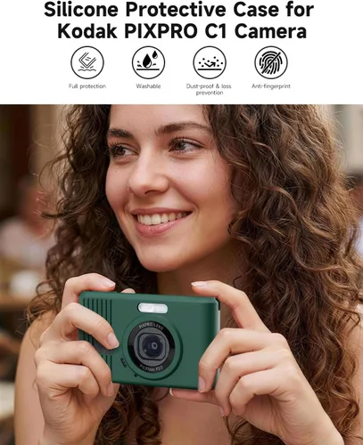 Vista 2 de Funda de silicona para cámara digital Pixpro C1 con cubierta extraíble para lente y protector de pantalla y cordón para accesorios pixpro C1