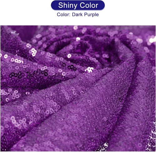 Vista 3 de MECCANIXITY Tela de lentejuelas color morado oscuro, 5 yardas de longitud y 4.2 pies de ancho, tela de malla de lentejuelas brillantes
