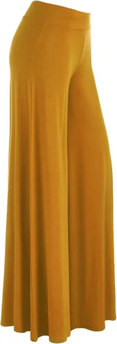 Vista 3 de Made by Johnny Pantalones palazzo elásticos de pierna ancha para mujer, lisos, casuales, cómodos