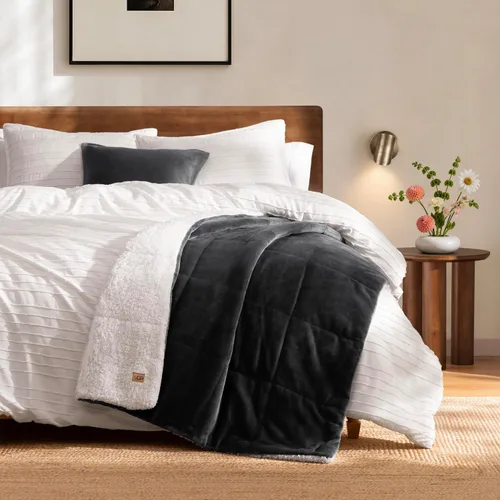 Vista 7 de UGG Nita - Manta de forro polar esponjoso y suave, 50 x 70 pulgadas, color Gris