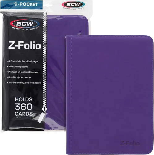 Vista 9 de BCW Z-Folio - Álbum LX de 9 bolsillos - Azul Organizador de tarjetas con cremallera segura Carpeta de colección de tarjetas de cuero sintético