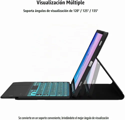 Vista 4 de Funda para Samsung Galaxy Tab S10 Lite/S9 de 11 pulgadas/S9 FE 10.9 pulgadas / S10 FE 10.9 pulgadas con teclado – 7 colores retroiluminados