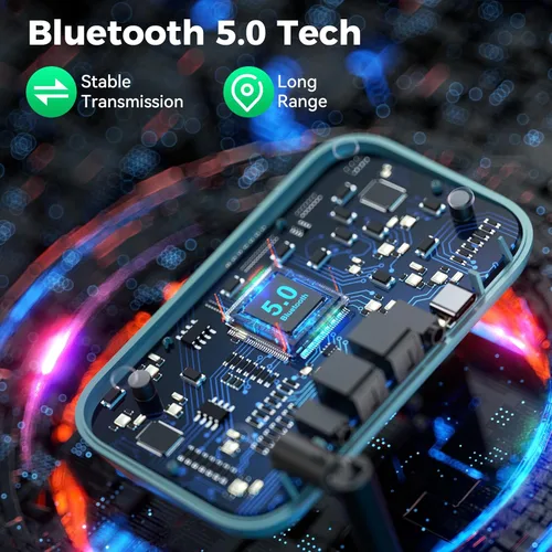 Vista 5 de SOOMFON Transmisor Bluetooth para TV 3 en 1, receptor transmisor Bluetooth 5.0 para TV a 2 auriculares con pantalla LCD volumen ajustable