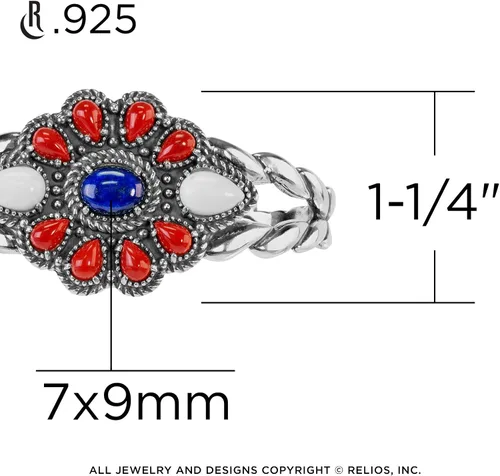 Vista 3 de American West - Pulsera de coral rojo, ágata blanca y lapislázuli azul, talla S, M o L