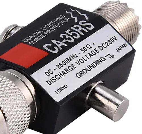 Vista 6 de DAUERHAFT Protector de rayos coaxial, DC 230A Protector de rayos coaxial Pararrayos macho a hembra Conector UHF de hierro UHF Pararrayos coaxial