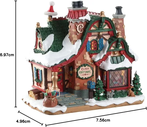Vista 4 de Lemax Santa's Wonderland The Claus Cottage Edificio iluminado, #75292 Escena interior iluminada para la cabaña de Santa 3 pilas AA o adaptador