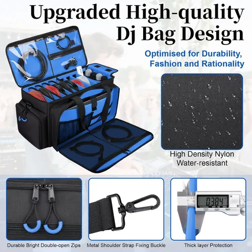 Vista 5 de Bolsa de cables Dj grande con divisores desmontables, almohadilla