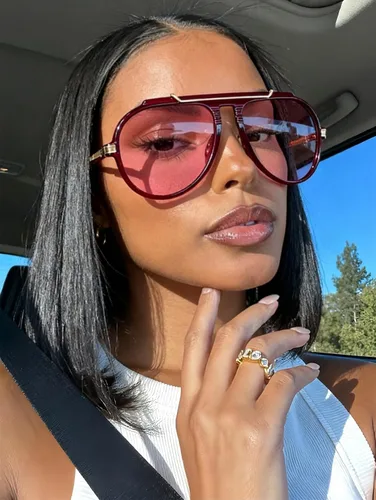 Vista 6 de GUVIVI Gafas de sol de aviador de gran tamaño para mujeres y hombres, estilo retro de los años 70, lentes de sol de metal dorado sin enredos