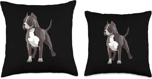 Vista 3 de American Bully Dog Lover Owner Ilustration American Bully Owner Ilustration for Dog Lover Throw Pillow, 16.0 x 16.0 in, multicolor