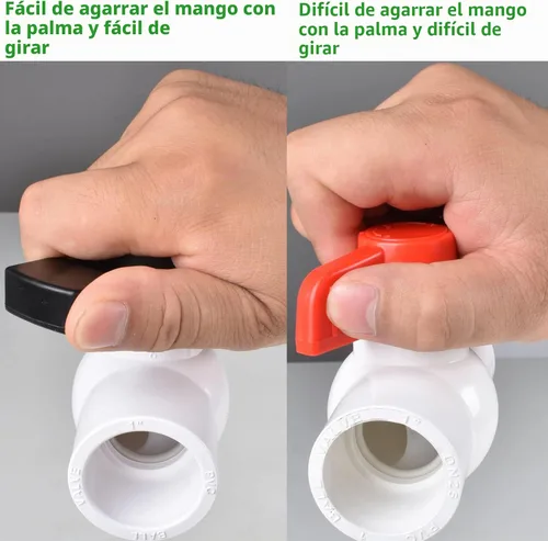 Vista 3 de (4 piezas) Válvula de bola de PVC de 1-1/2 pulgadas, enchufe de válvula de bola de PVC de cierre con mango de giro fácil mejorado para tubo SCH40