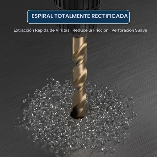 Vista 6 de LU&MN Broca helicoidal M35 de 1/2 pulgada de longitud de cobalto HSS Jobber con vástago recto, resistente, paquete de 5 unidades, perforación