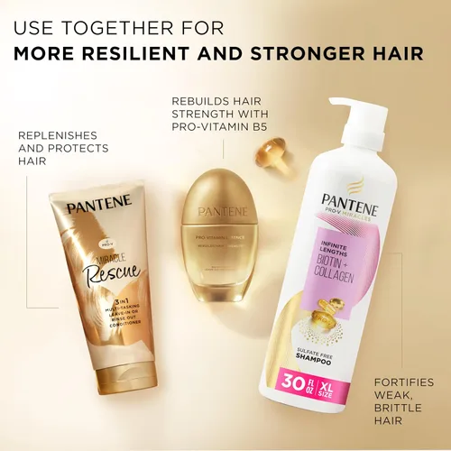 Vista 5 de Pantene Miracle Rescue - Acondicionador sin enjuague 3 en 1, acondicionador con enjuague, protector térmico para cabello, desenredante