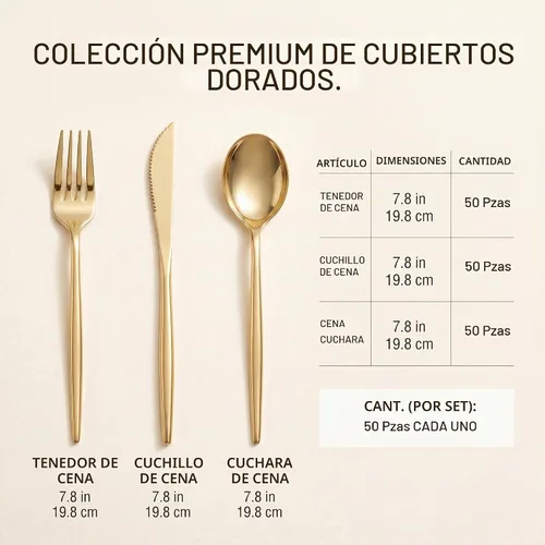 Vista 3 de SUT 150 piezas de cubiertos de plástico dorado, utensilios de plástico, cubiertos dorados desechables, utensilios desechables resistentes, juego